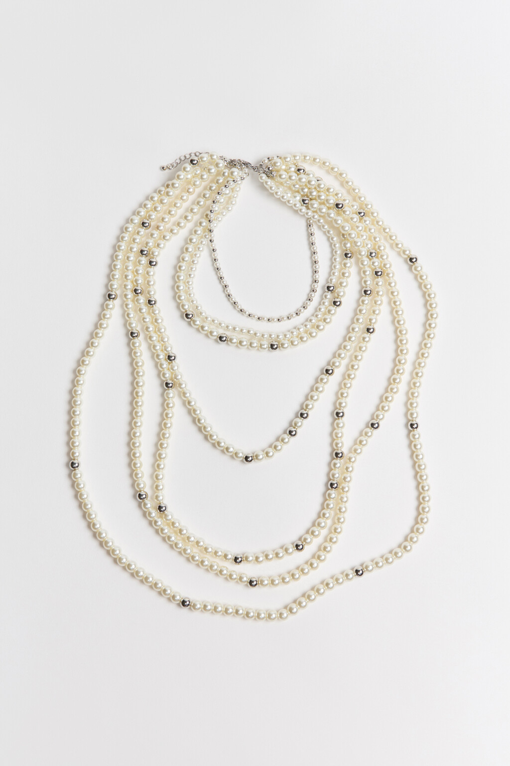 Колье-бусы многослойное - цвет серый - 1