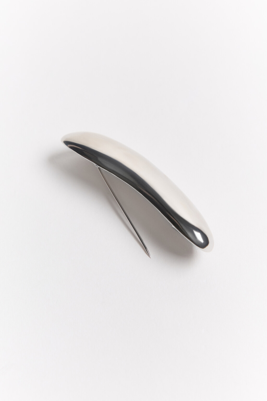 Брошь серебристая абстрактная - цвет серый - 4