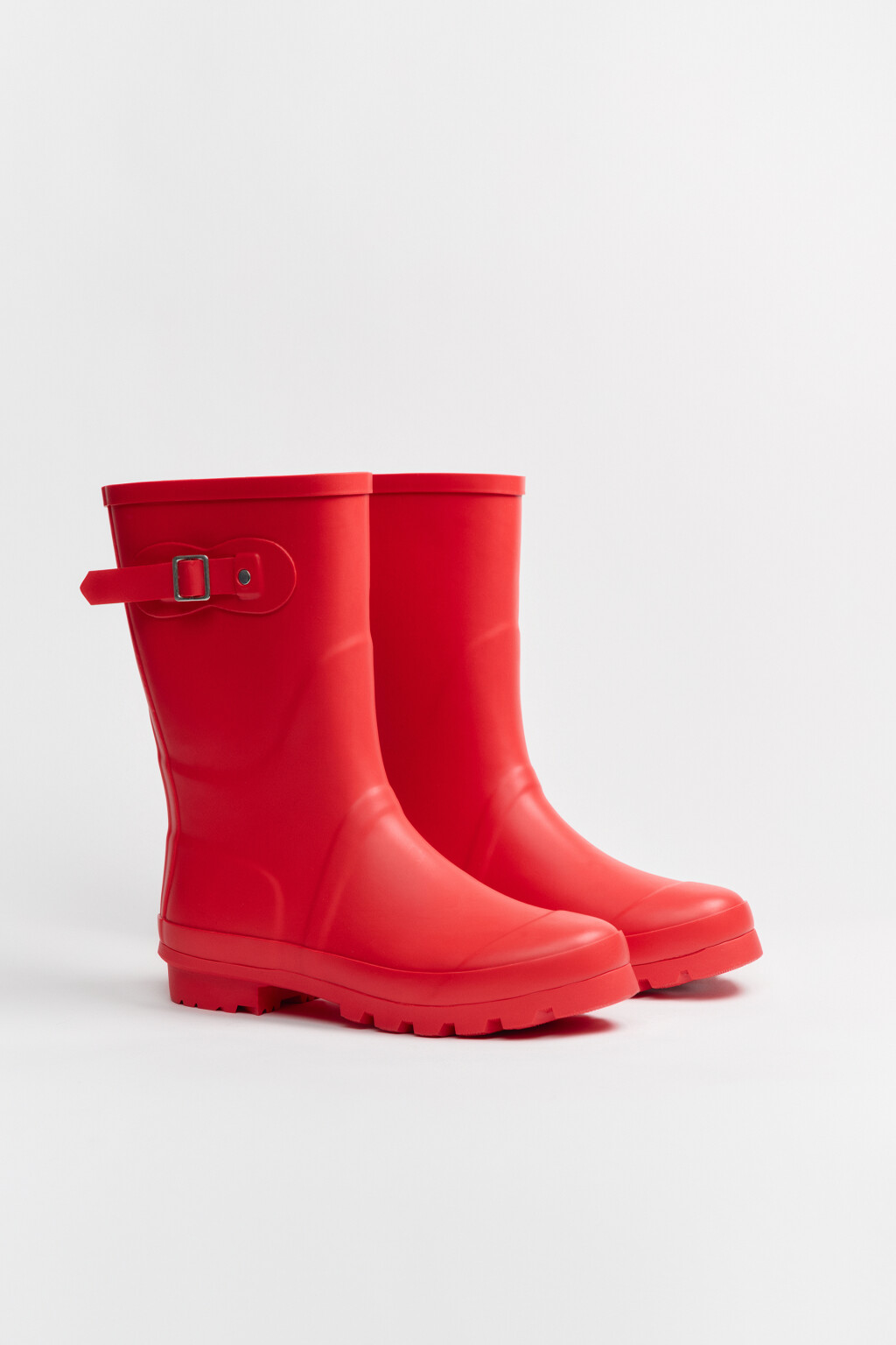 Сапоги резиновые низкие с пряжкой - цвет бордовый - 4