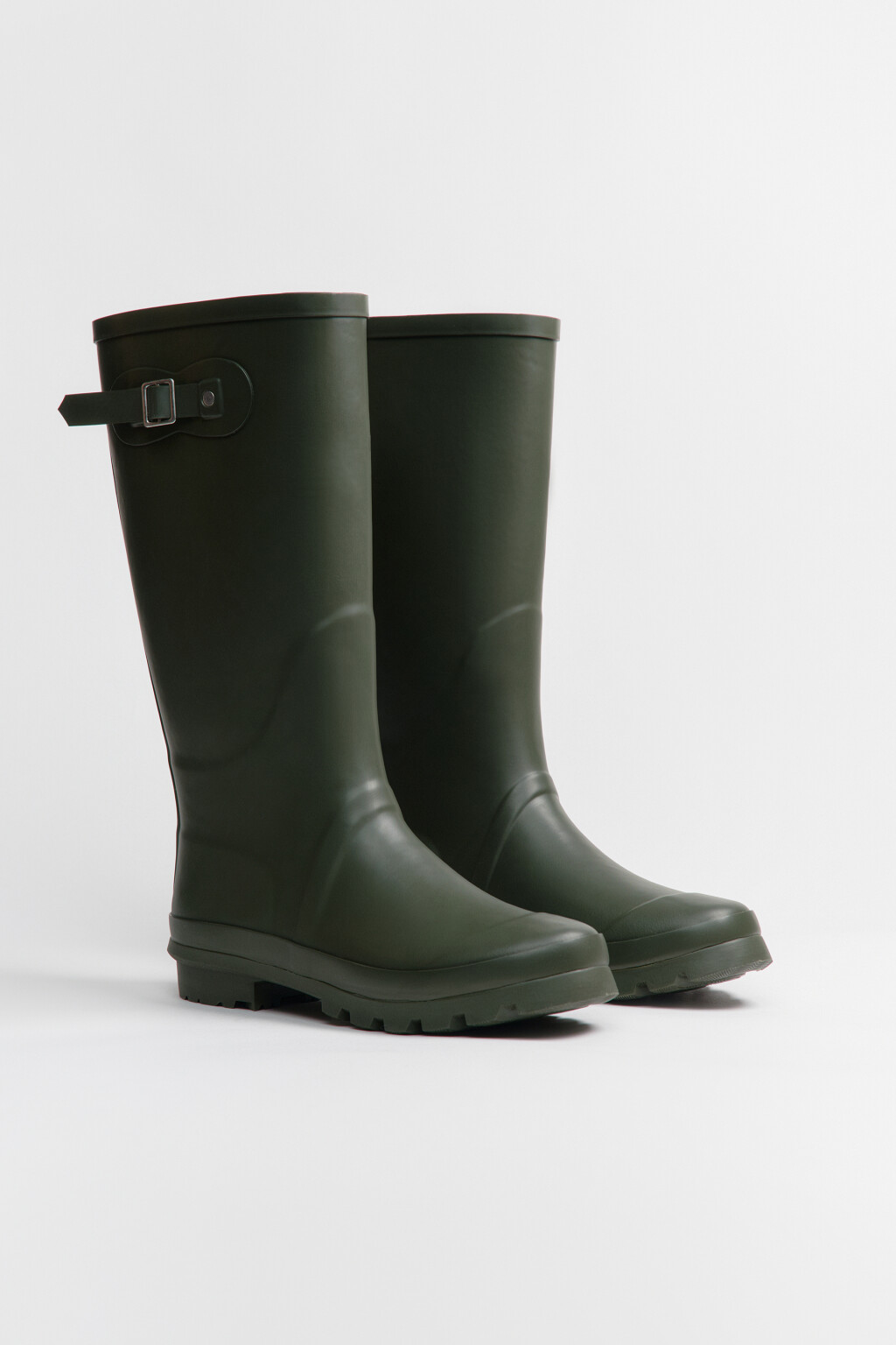 Сапоги резиновые высокие с пряжкой - цвет зеленый - 4