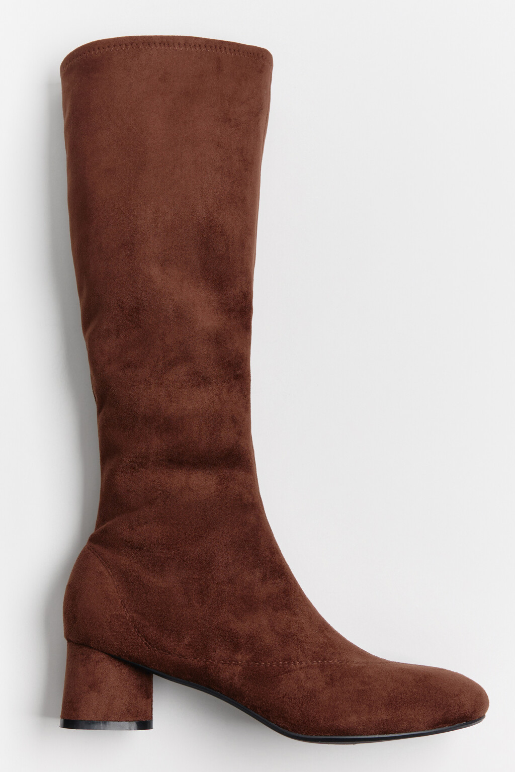 Сапоги до колена с замшевой фактурой - цвет коричневый - 3