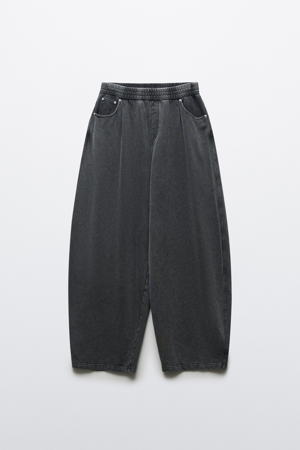 Брюки barrel fit с имитацией джинсы - цвет серый - 1