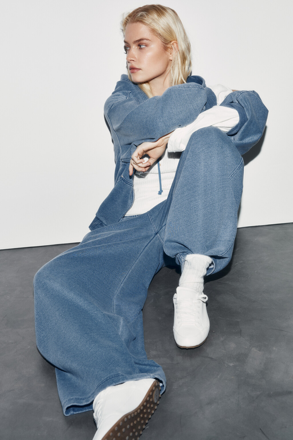 Брюки barrel fit с имитацией джинсы - цвет синий - 2