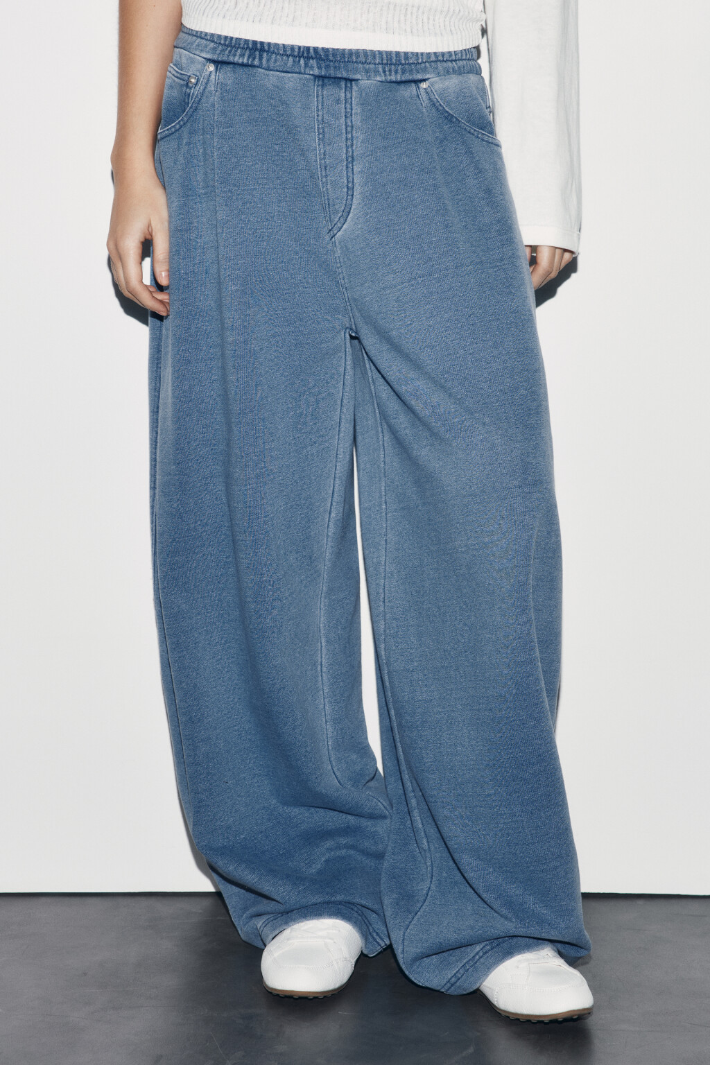 Брюки barrel fit с имитацией джинсы - цвет синий - 3