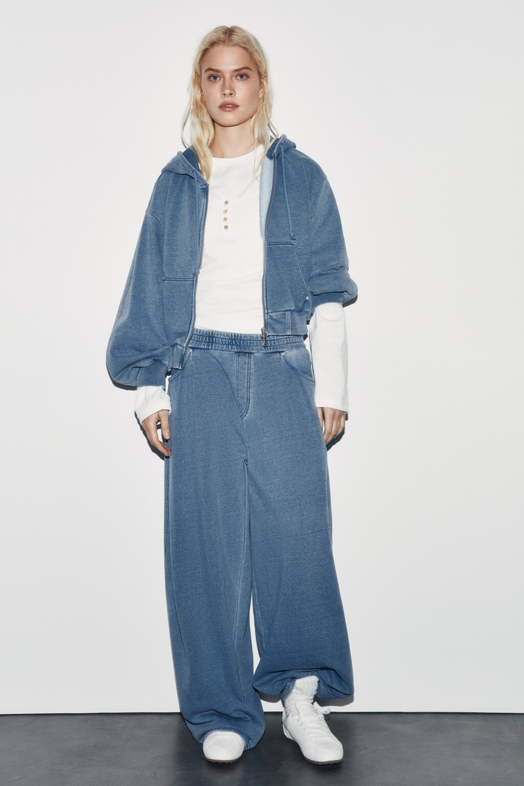 Брюки barrel fit с имитацией джинсы - цвет синий - 6