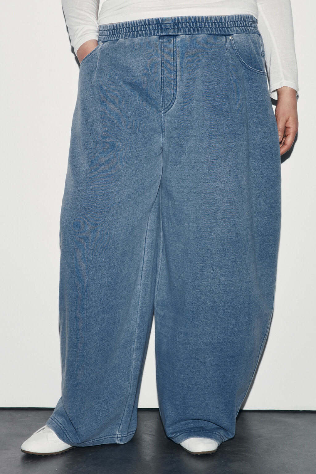 Брюки barrel fit с имитацией джинсы - цвет синий - 2