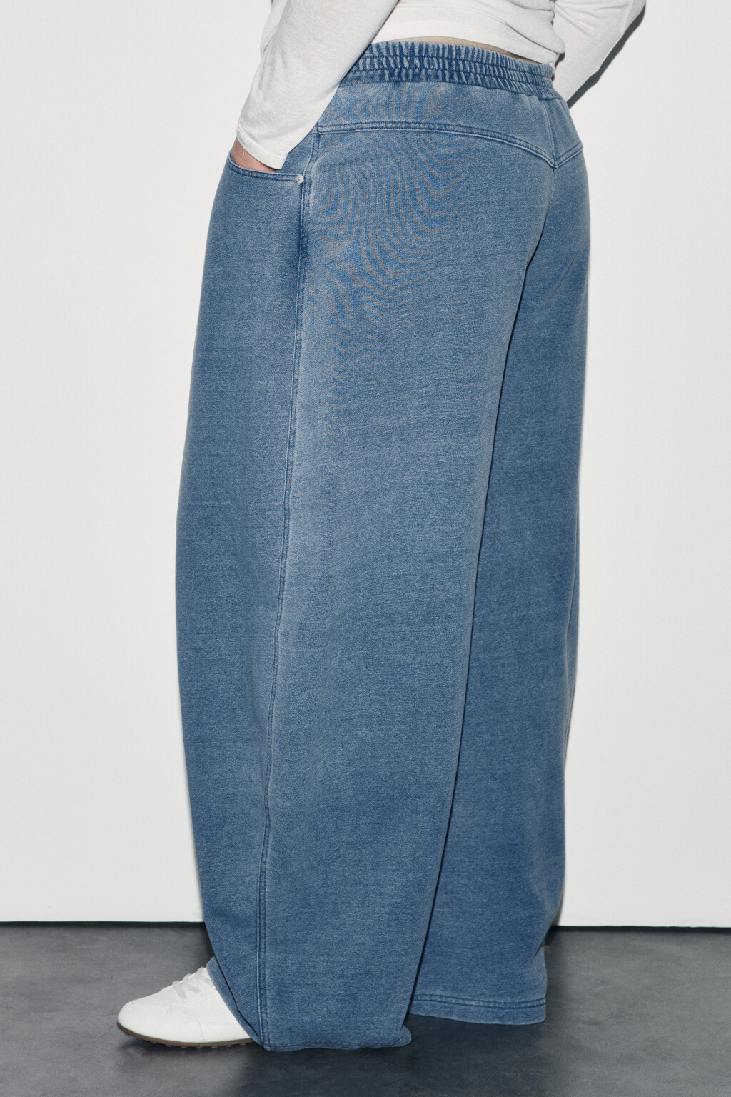 Брюки barrel fit с имитацией джинсы - цвет синий - 3