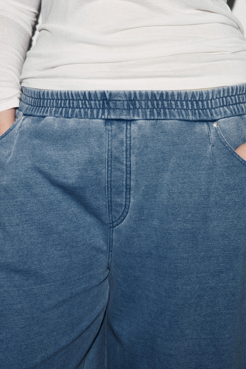 Брюки barrel fit с имитацией джинсы - цвет синий - 5