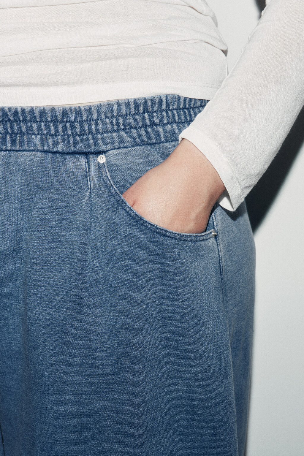 Брюки barrel fit с имитацией джинсы - цвет синий - 6