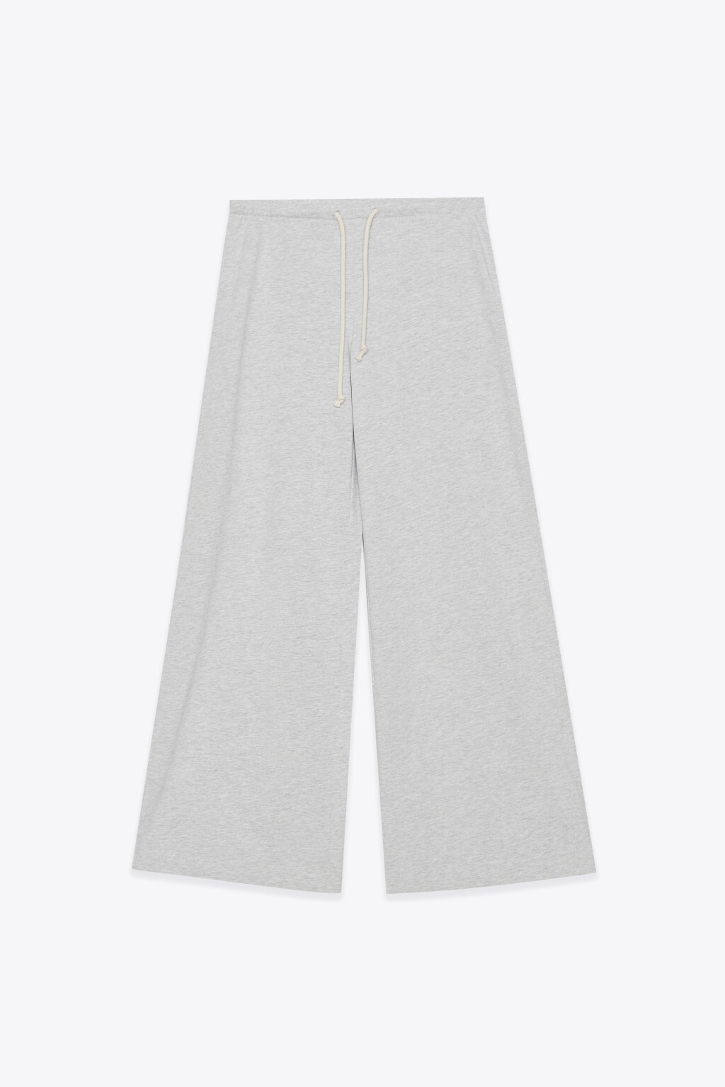 Брюки широкие хлопковые со средней посадкой на завязках - цвет серый - 1