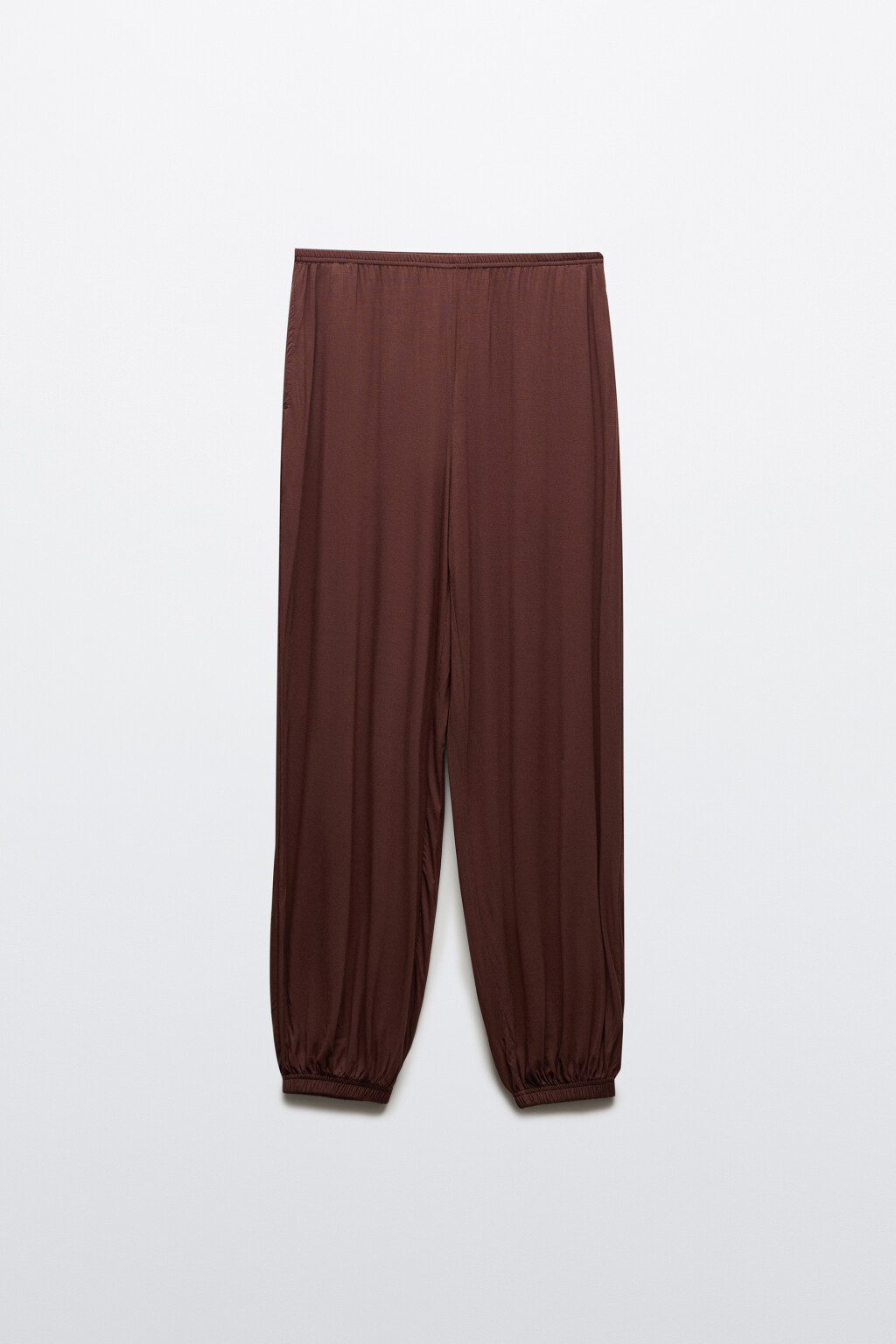 Брюки-джоггеры вискозные на резинке - цвет коричневый - 7