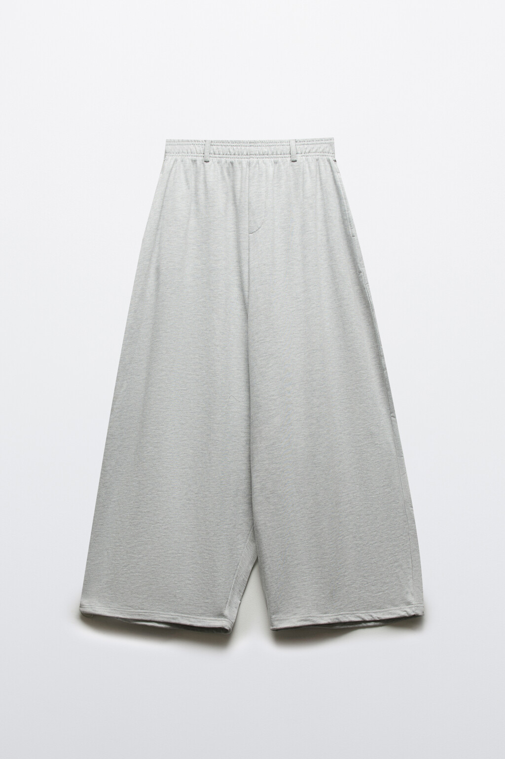 Брюки широкие из футера со средней посадкой - цвет серый - 7