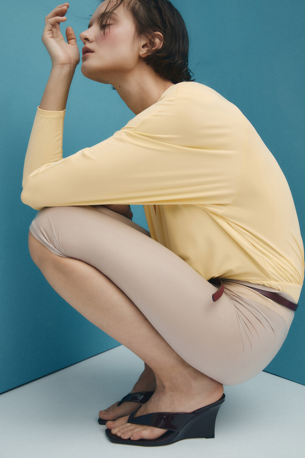 Шорты-велосипедки трикотажные гладкие - цвет бежевый - 1