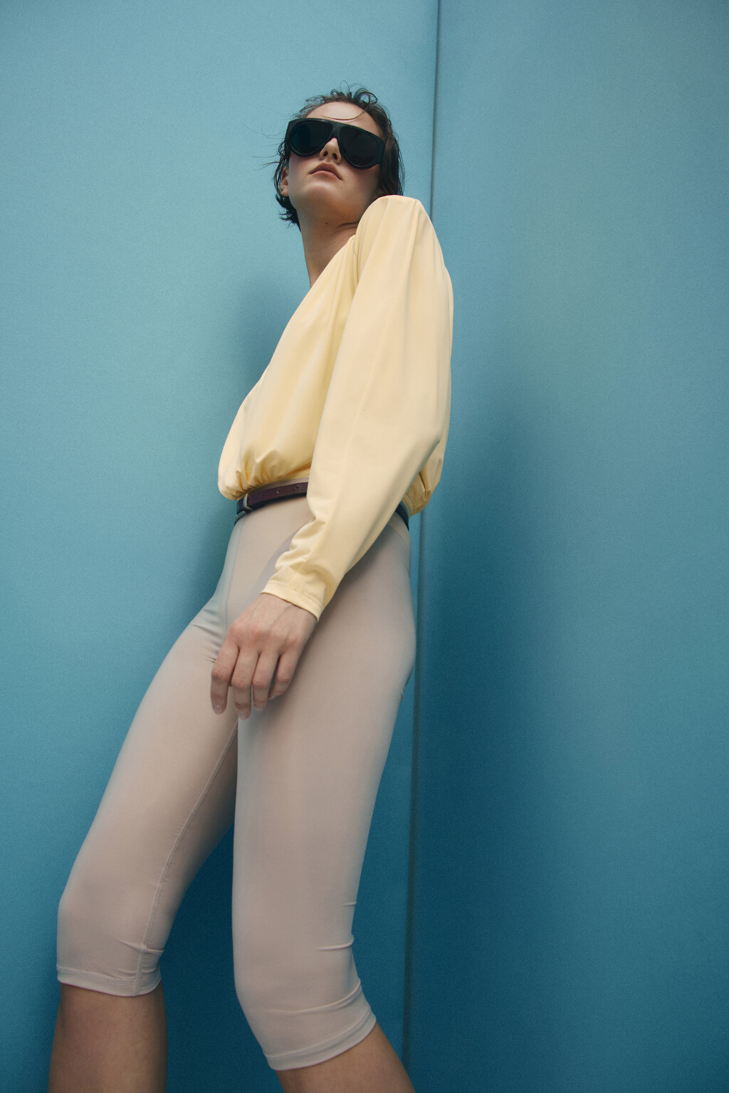 Шорты-велосипедки трикотажные гладкие - цвет бежевый - 3