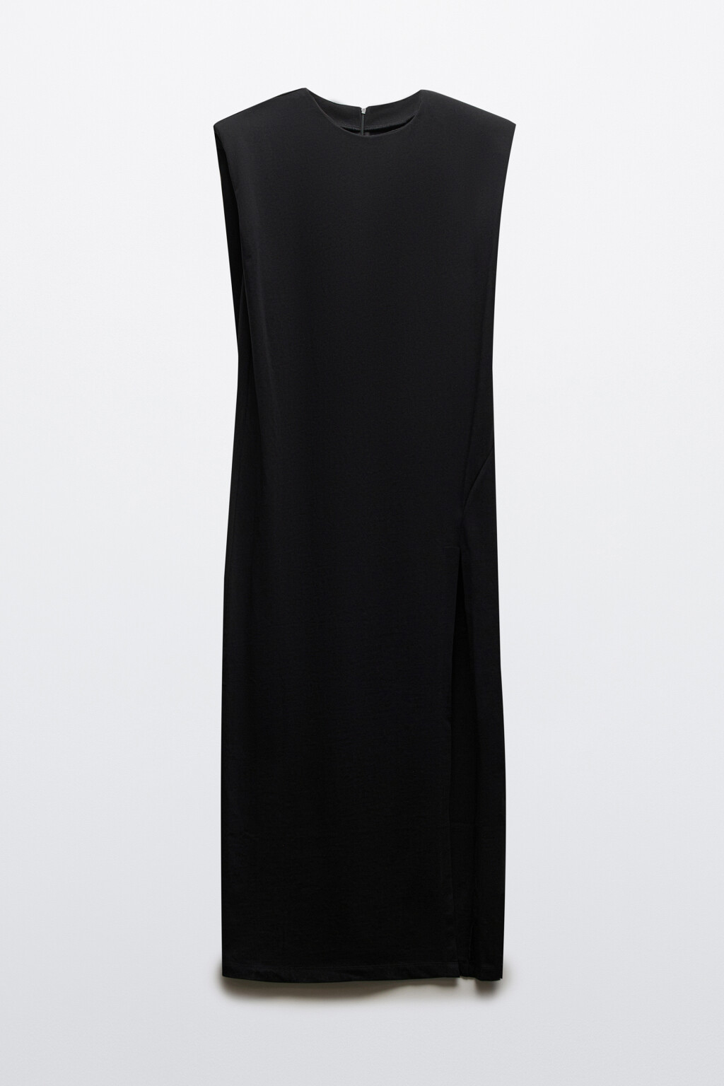 Платье макси с подплечниками и разрезом - цвет черный - 6