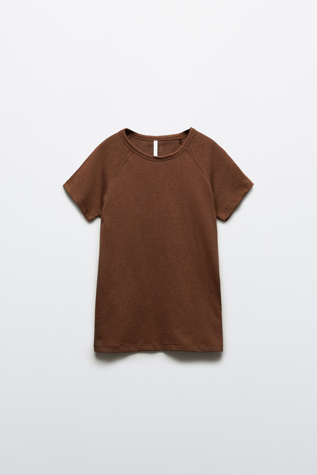 Футболка приталенная базовая с рукавами реглан - цвет коричневый - 1