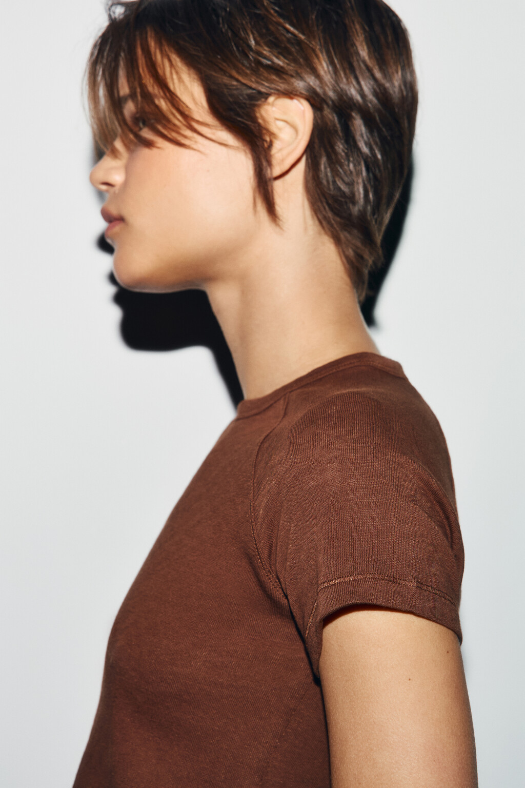 Футболка приталенная базовая с рукавами реглан - цвет коричневый - 6