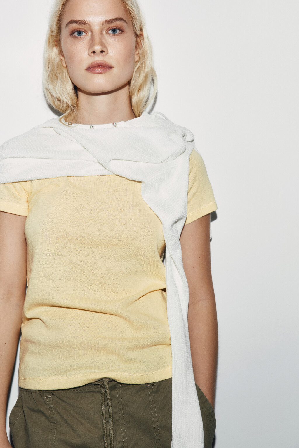 Футболка приталенная базовая с рукавами реглан - цвет желтый - 1