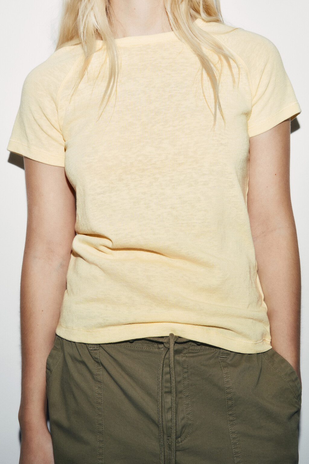 Футболка приталенная базовая с рукавами реглан - цвет желтый - 6