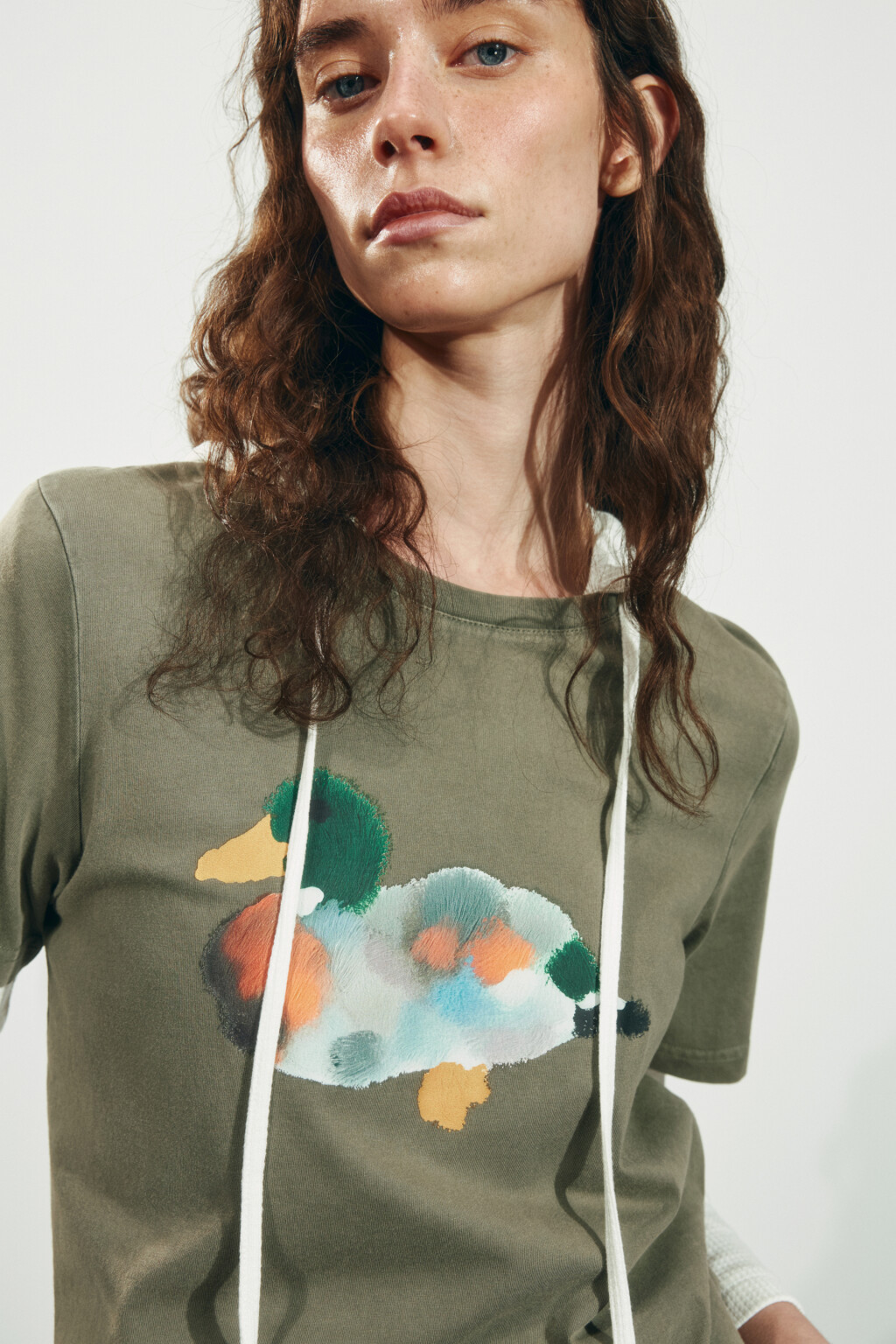 Футболка хлопковая с принтом - цвет зеленый - 1