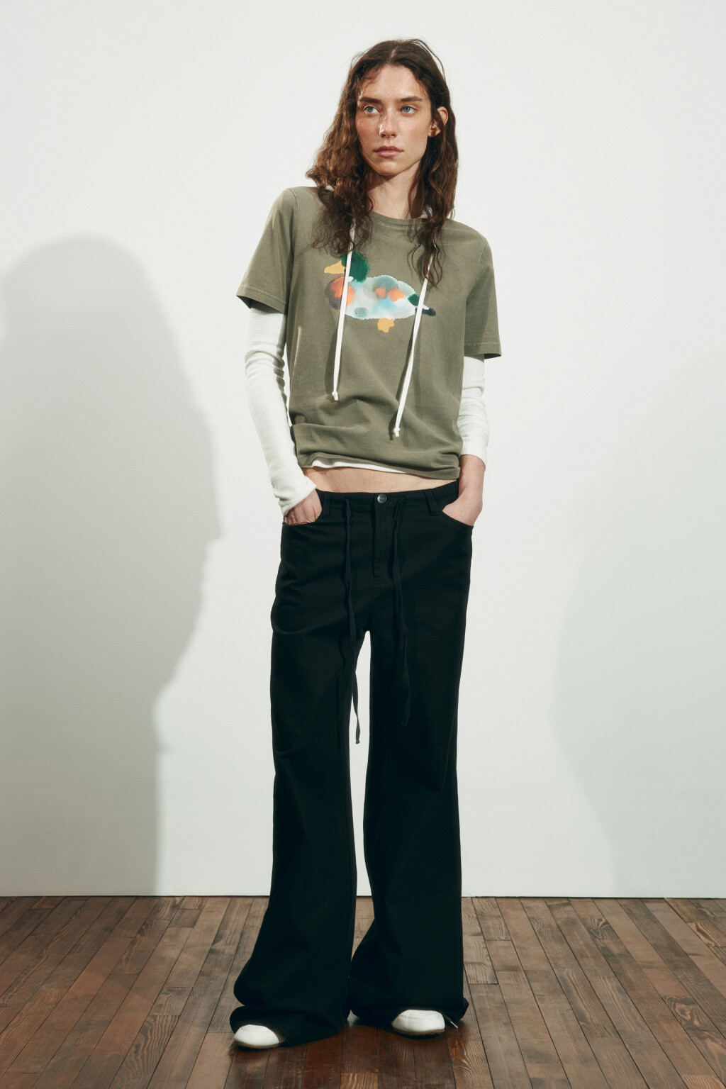 Футболка хлопковая с принтом - цвет зеленый - 4