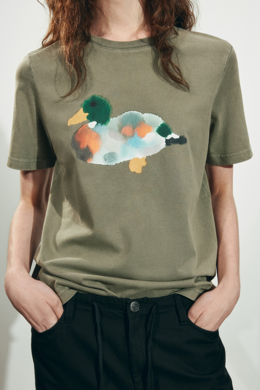 Футболка хлопковая с принтом - цвет зеленый - 5