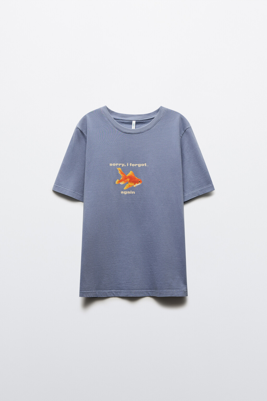 Футболка хлопковая с принтом - цвет голубой - 1