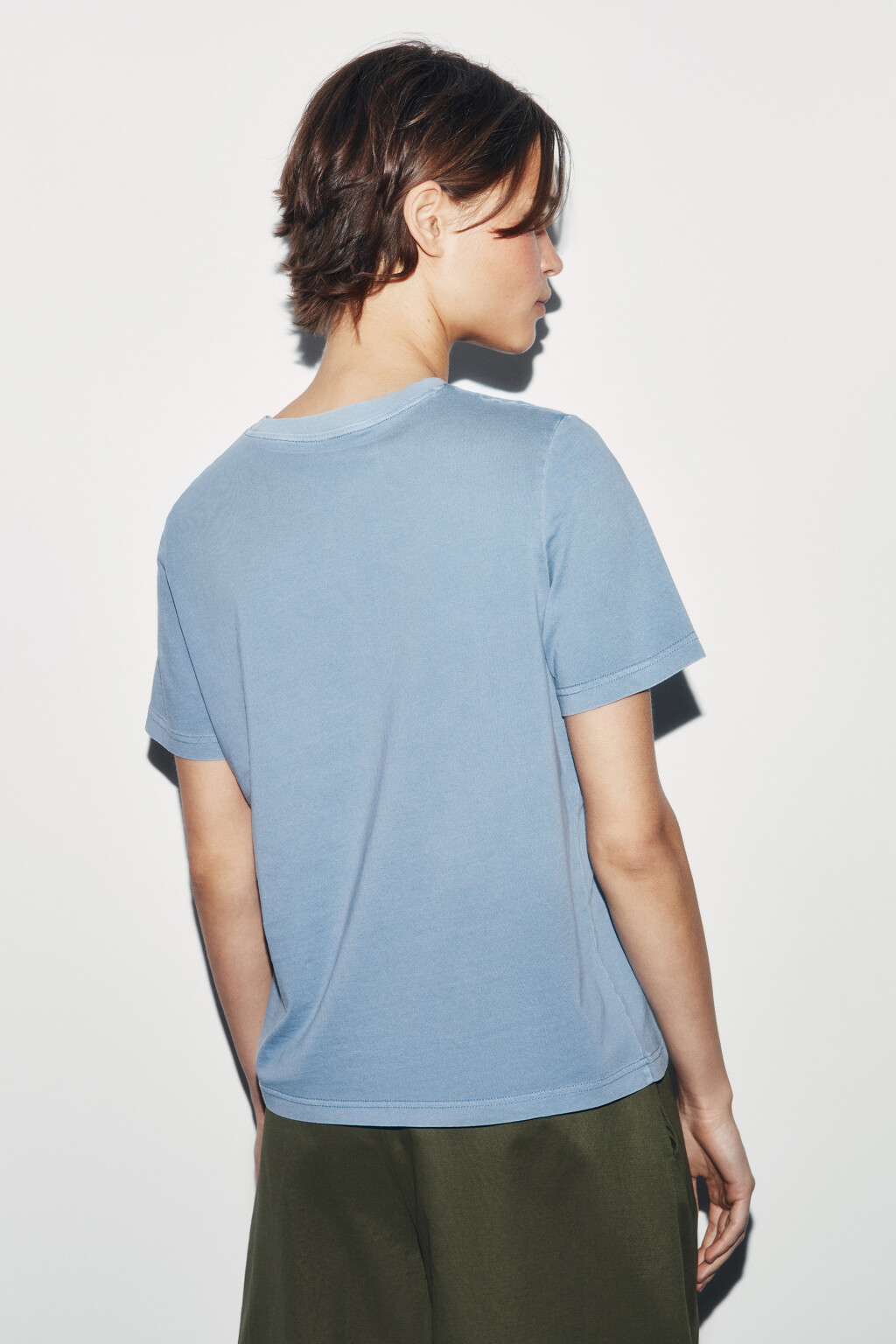 Футболка хлопковая с принтом - цвет голубой - 3