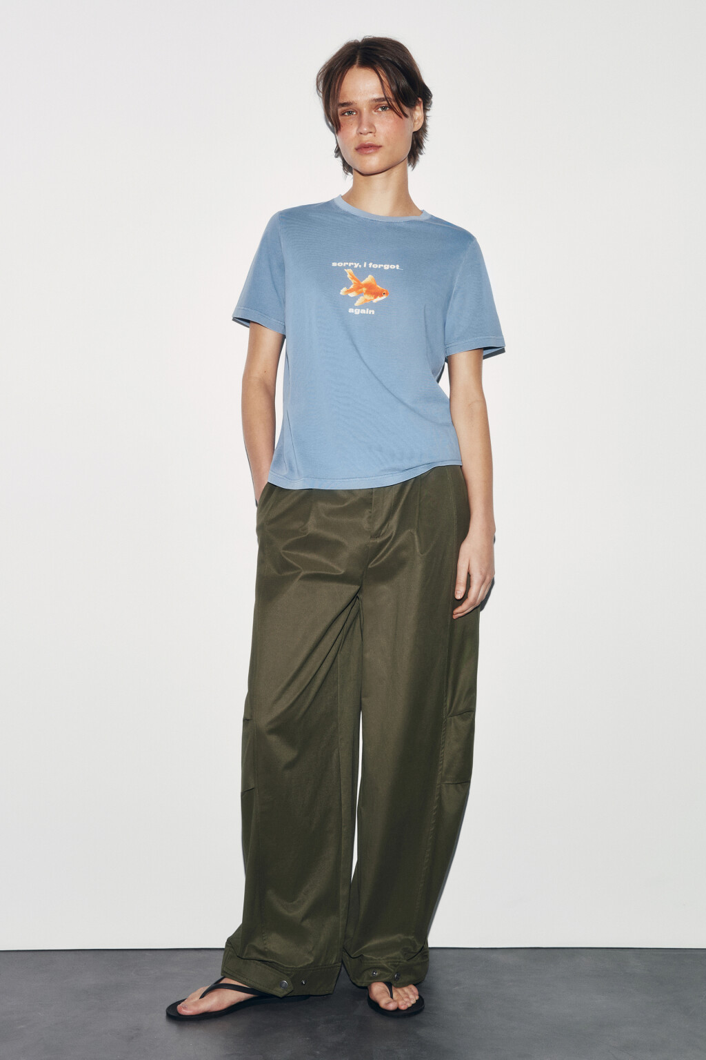 Футболка хлопковая с принтом - цвет голубой - 4