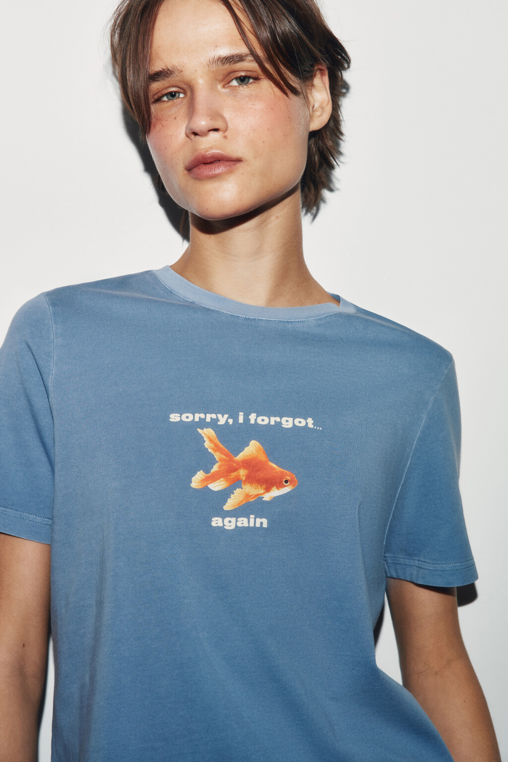 Футболка хлопковая с принтом - цвет голубой - 5