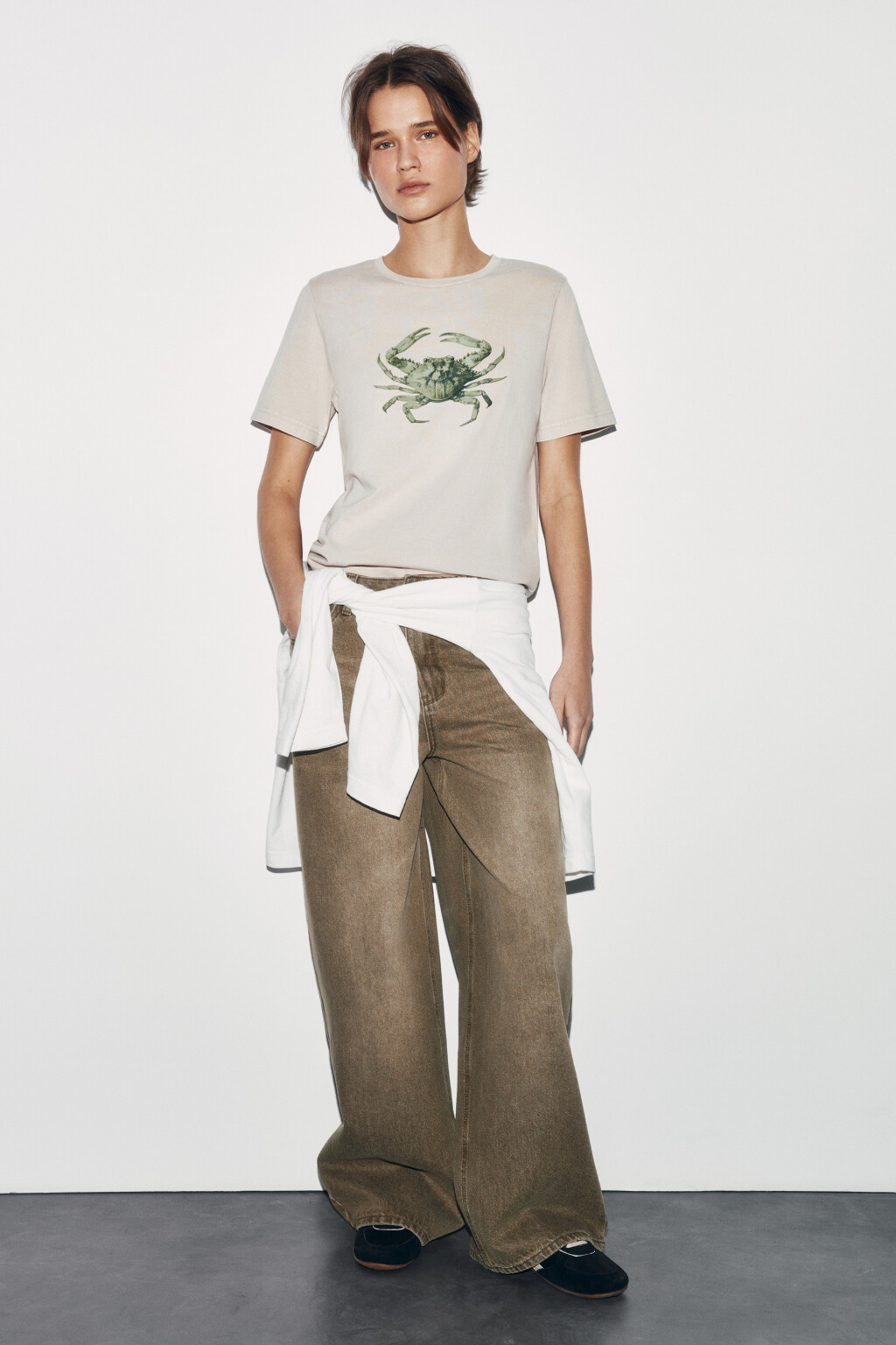 Футболка хлопковая с принтом - цвет бежевый - 4