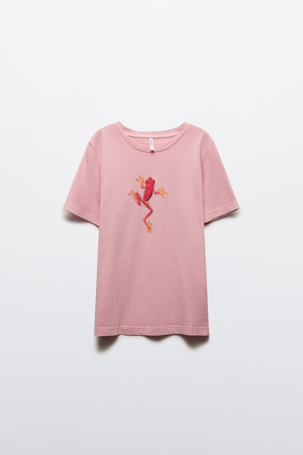 Футболка хлопковая с принтом - цвет розовый - 1