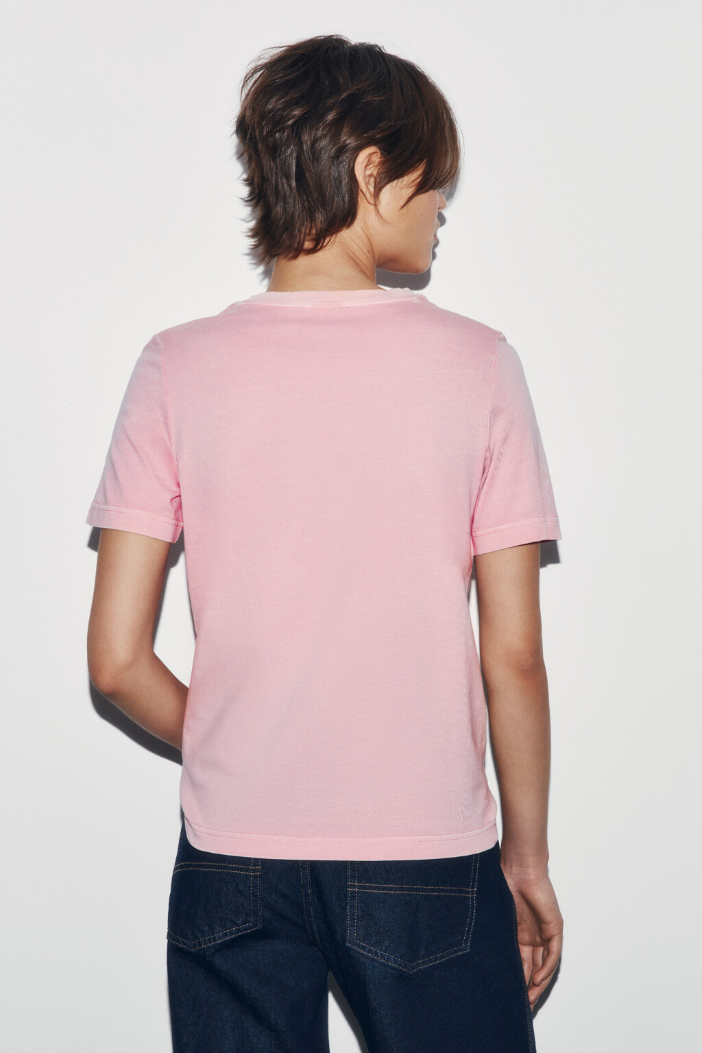 Футболка хлопковая с принтом - цвет розовый - 4