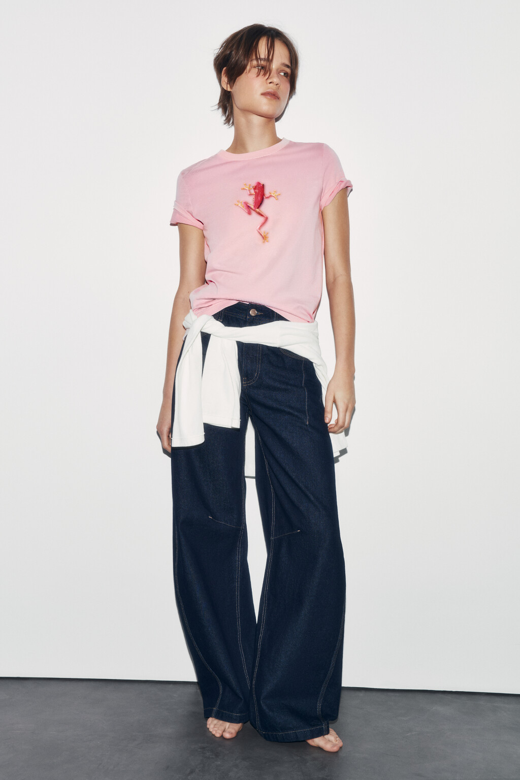 Футболка хлопковая с принтом - цвет розовый - 5