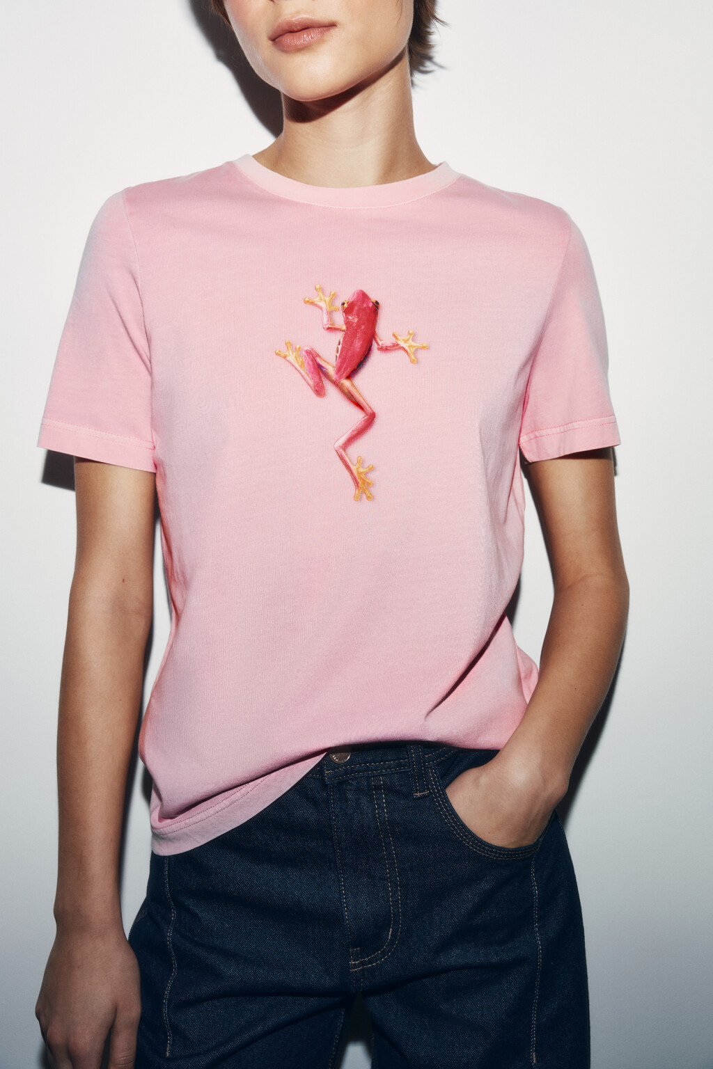 Футболка хлопковая с принтом - цвет розовый - 6