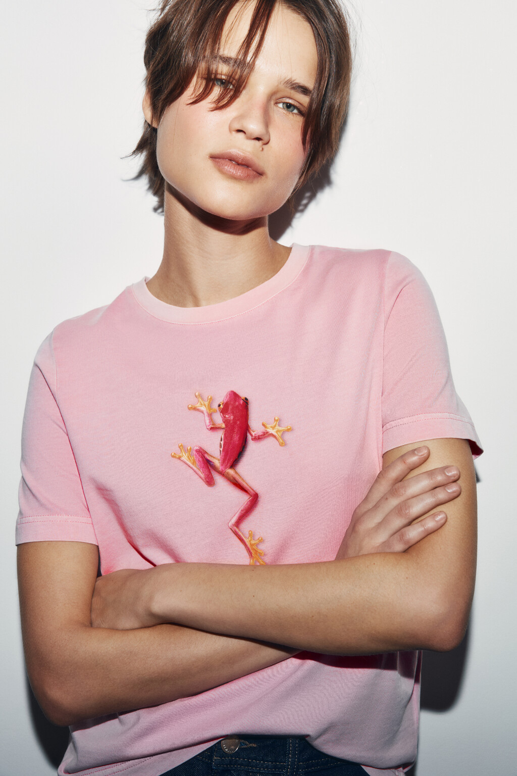 Футболка хлопковая с принтом - цвет розовый - 7