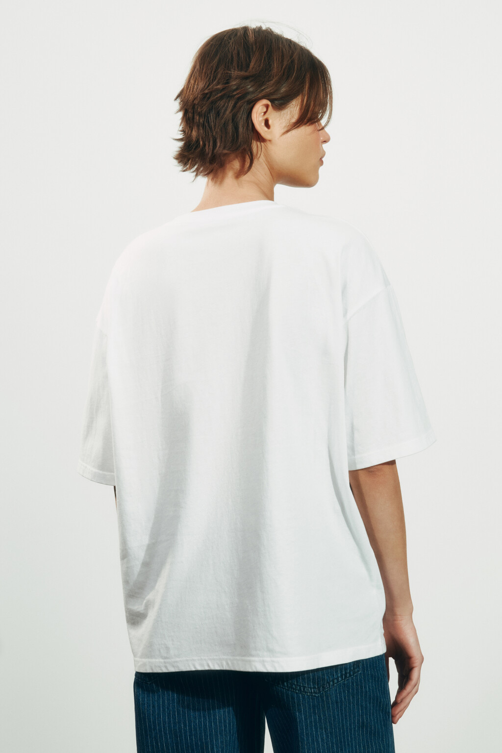 Футболка свободная хлопковая с принтом - цвет бежевый - 3