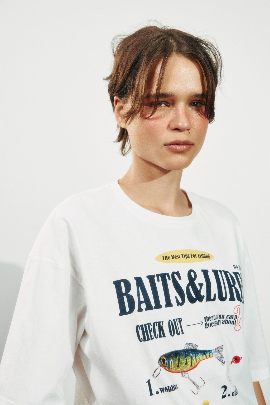 Футболка свободная хлопковая с принтом - цвет бежевый - 6