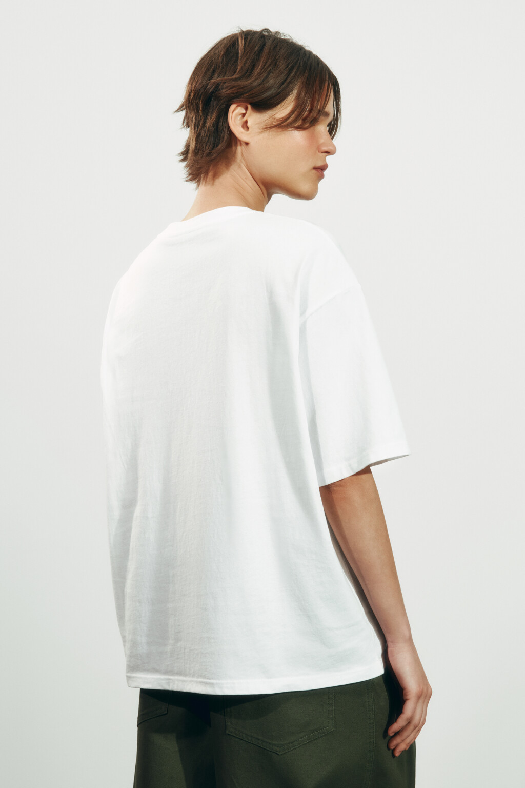 Футболка свободная хлопковая с принтом - цвет белый - 3
