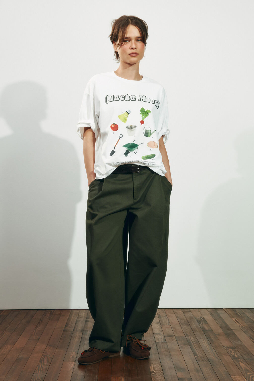 Футболка свободная хлопковая с принтом - цвет белый - 4