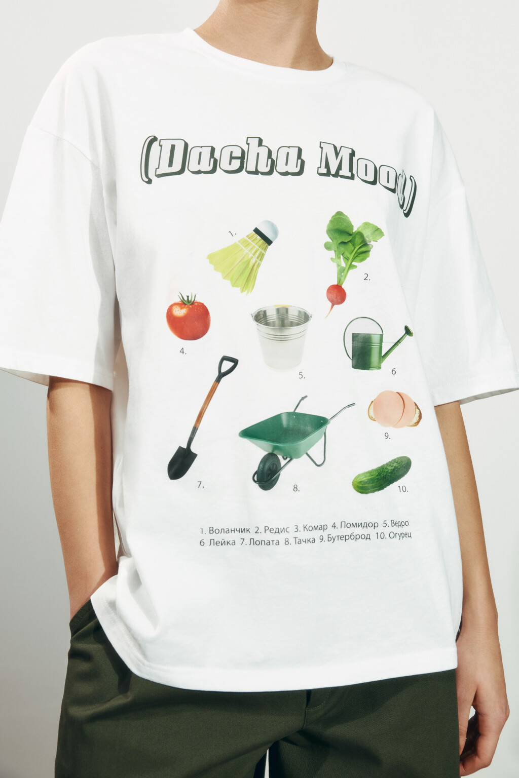 Футболка свободная хлопковая с принтом - цвет белый - 5