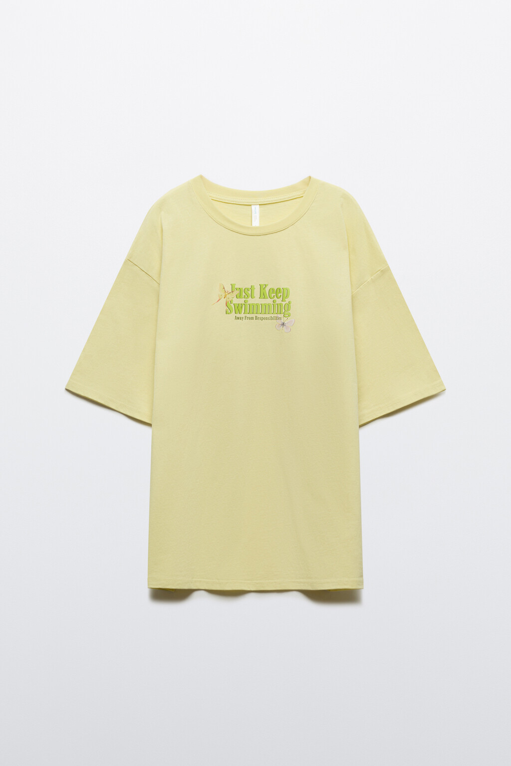 Футболка свободная хлопковая с принтом - цвет желтый - 1
