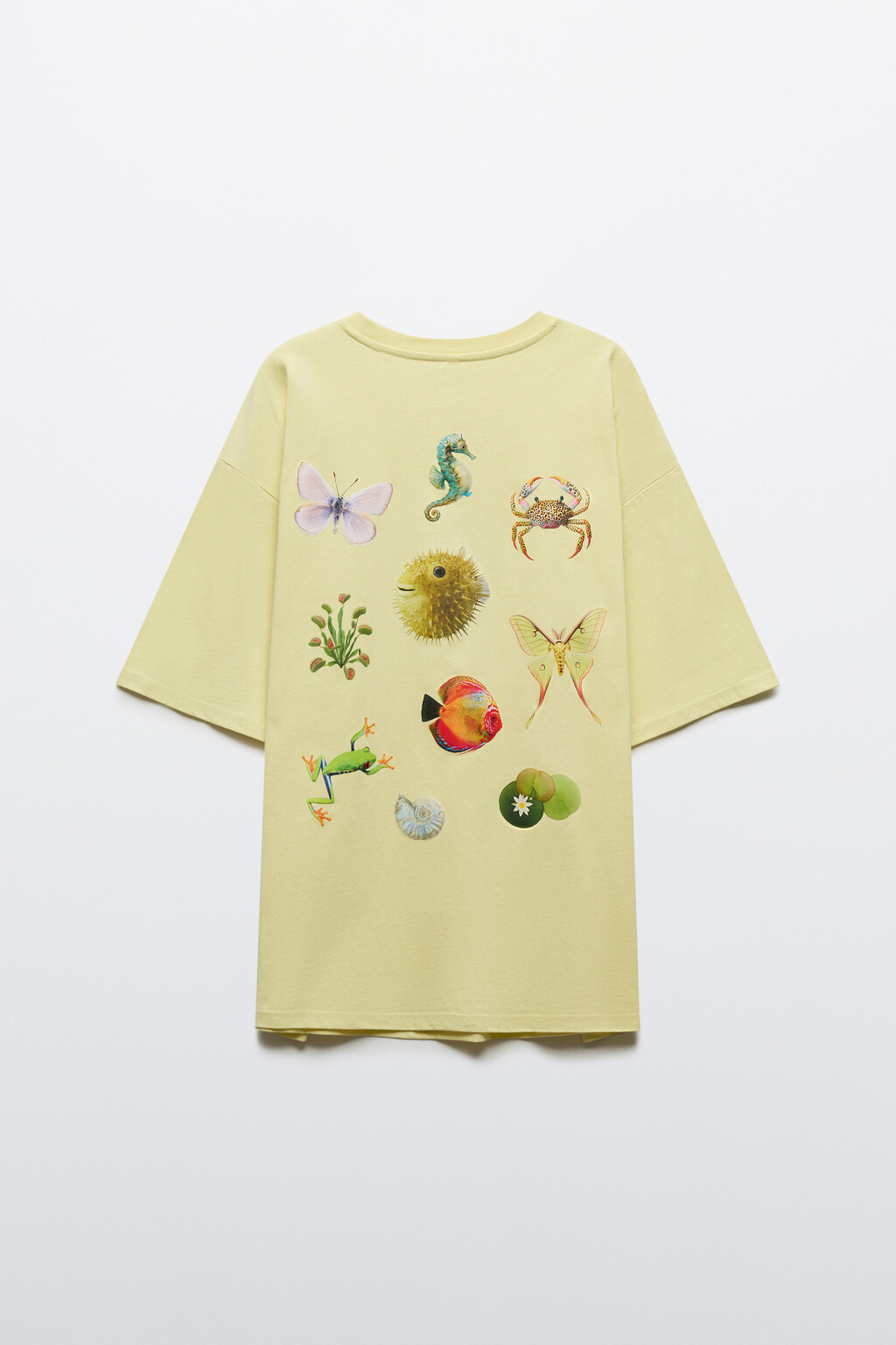 Футболка свободная хлопковая с принтом - цвет желтый - 2