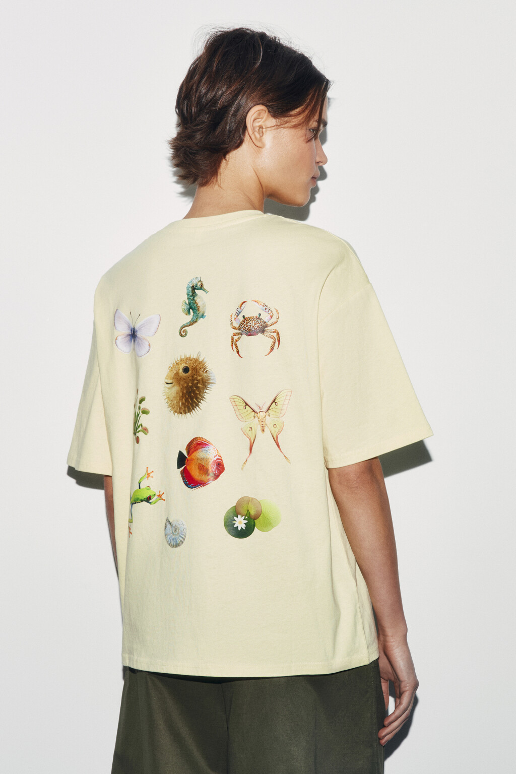 Футболка свободная хлопковая с принтом - цвет желтый - 3