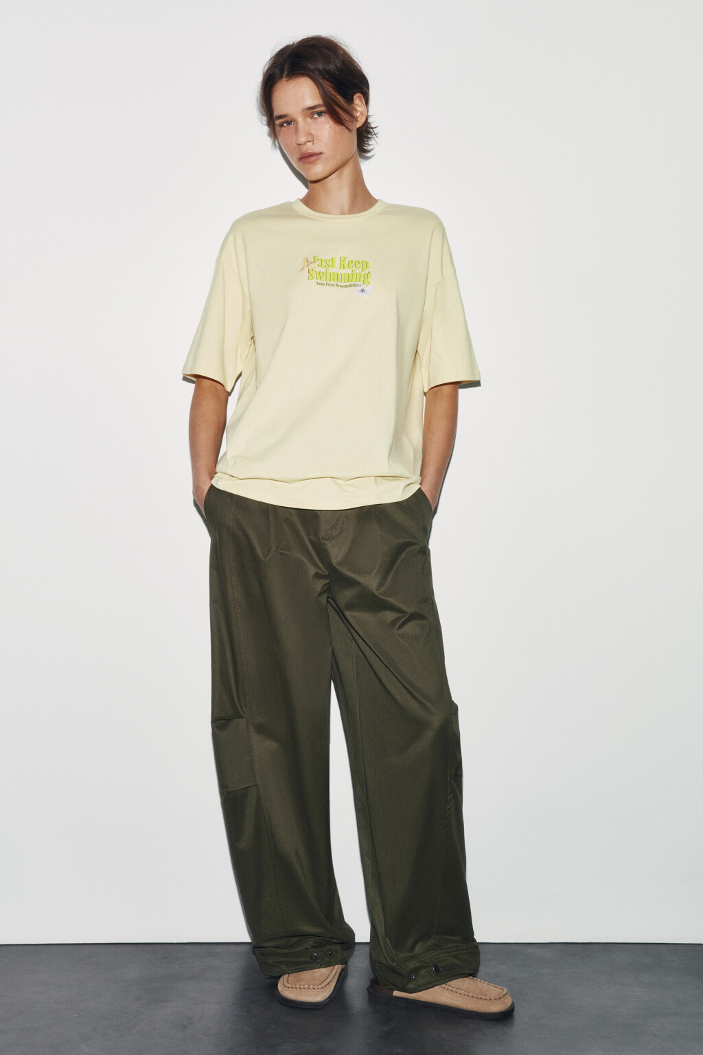 Футболка свободная хлопковая с принтом - цвет желтый - 4