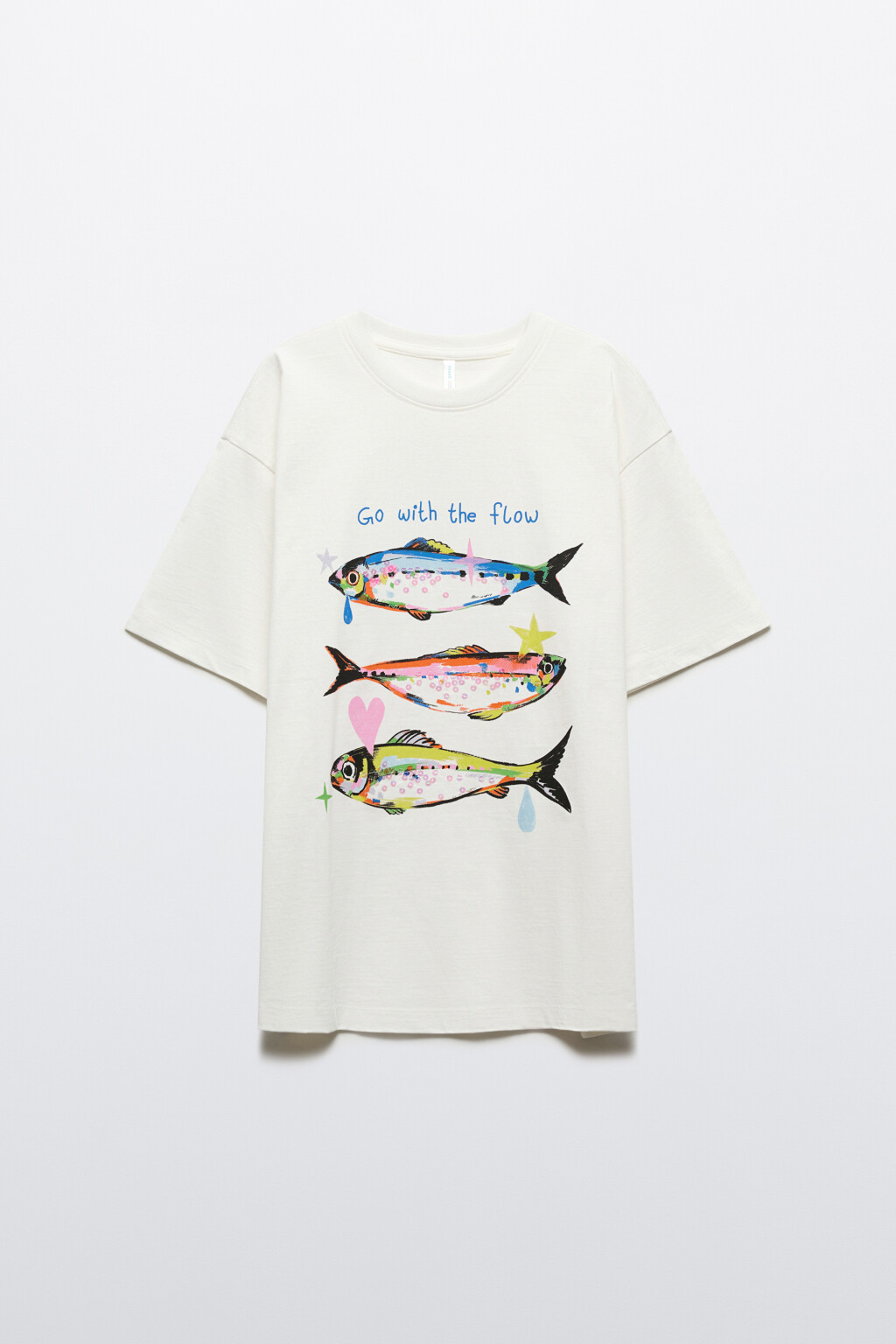 Футболка оверсайз хлопковая с вышивкой - цвет белый - 1