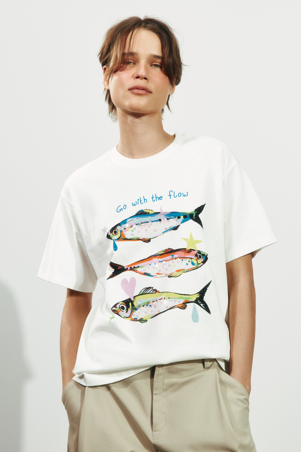 Футболка оверсайз хлопковая с вышивкой - цвет белый - 2