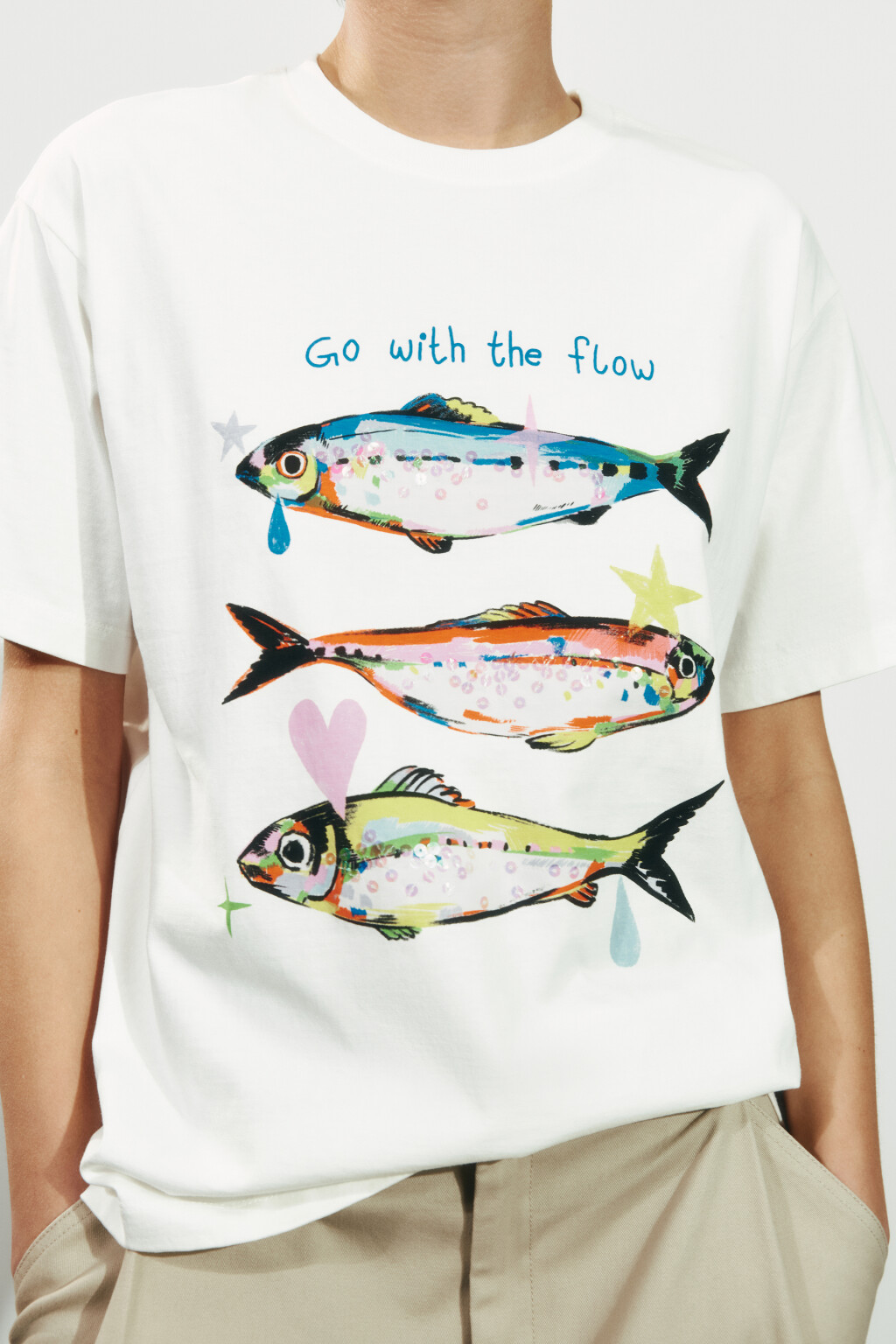 Футболка оверсайз хлопковая с вышивкой - цвет белый - 5