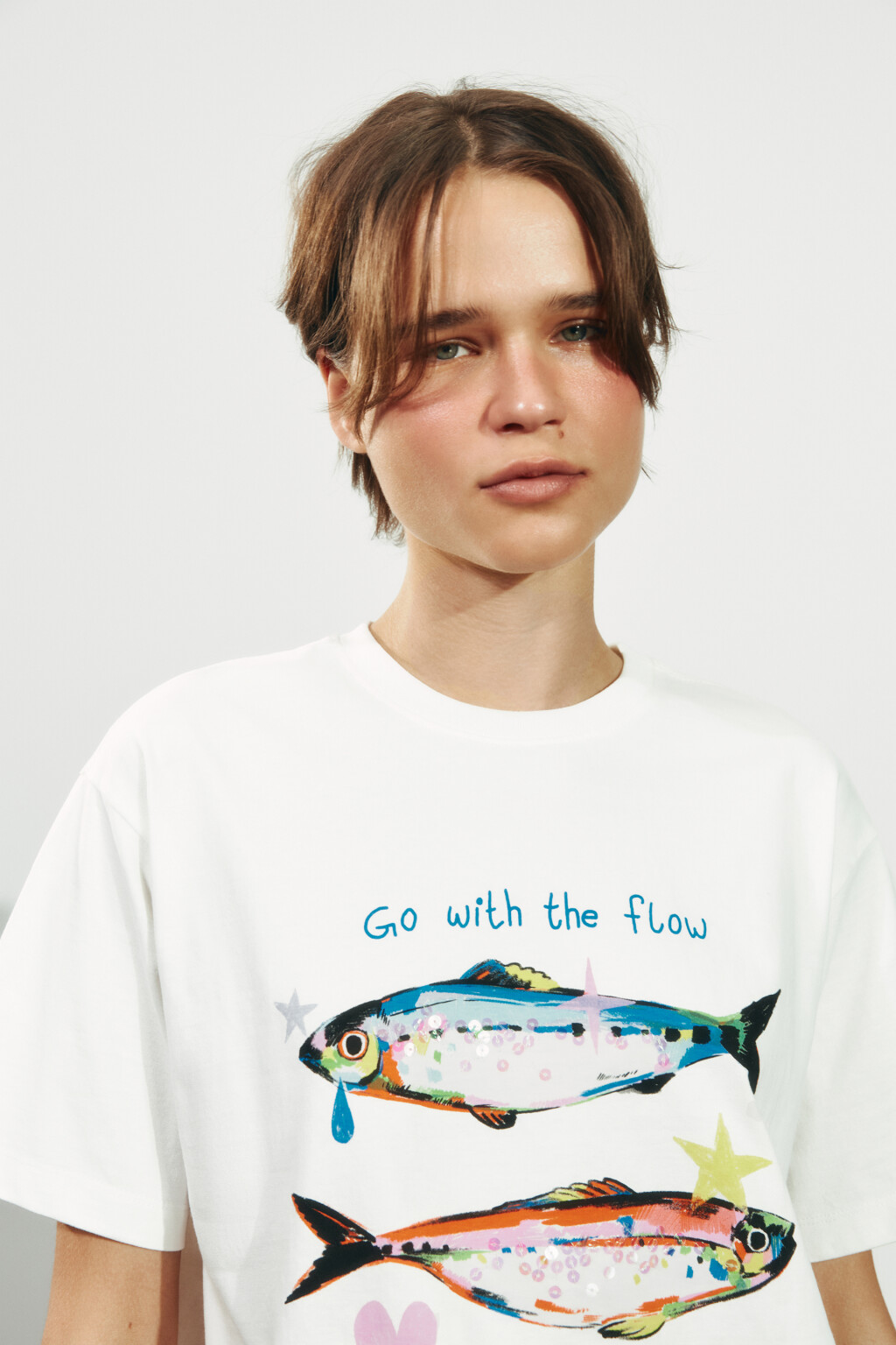 Футболка оверсайз хлопковая с вышивкой - цвет белый - 6