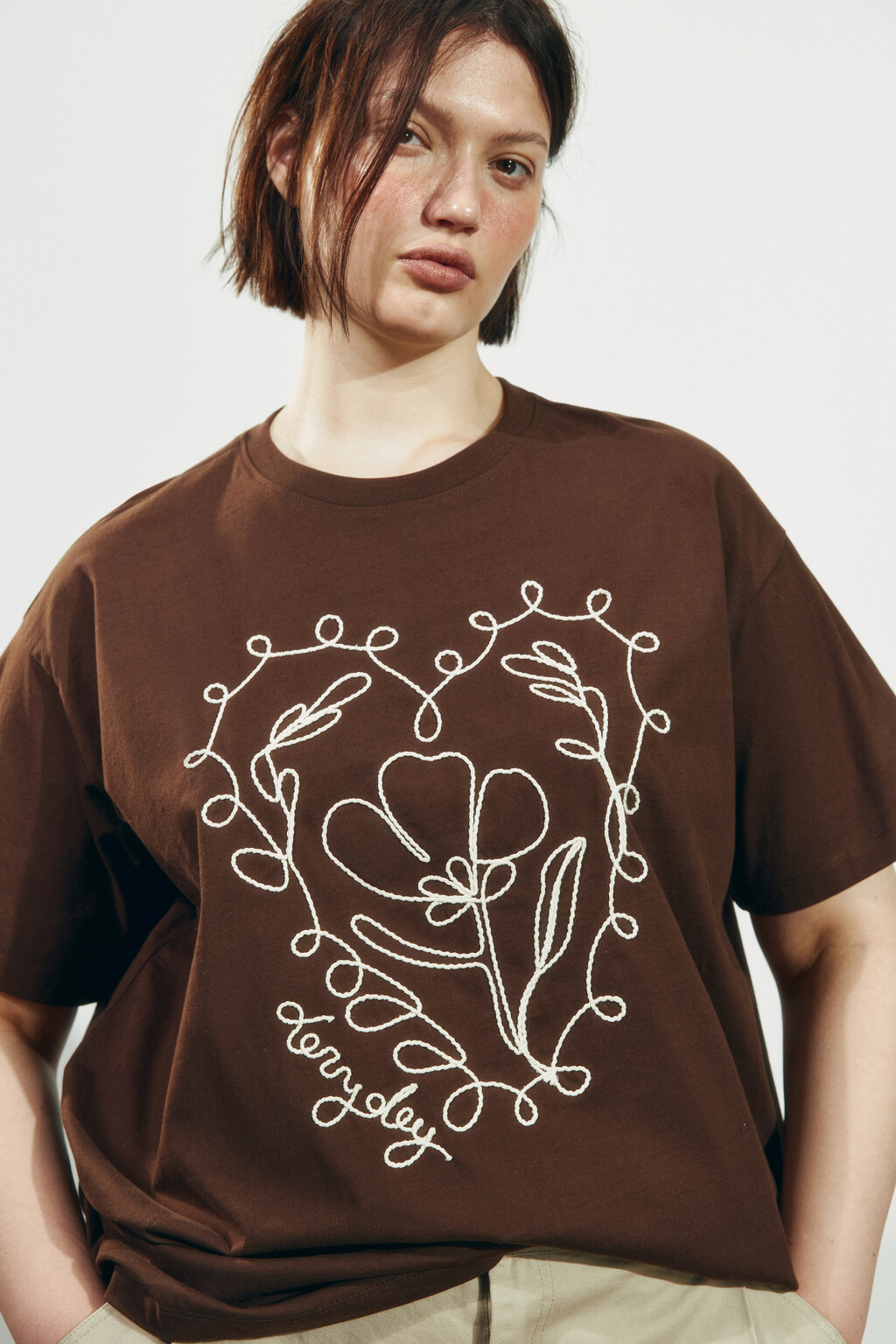 Футболка хлопковая с рисунком - цвет коричневый - 5